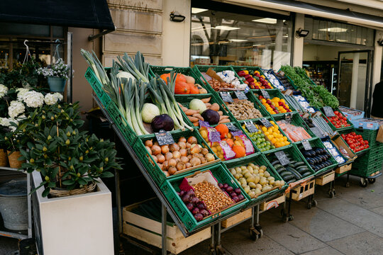 vegetable stand in Vieux Lyon France 
