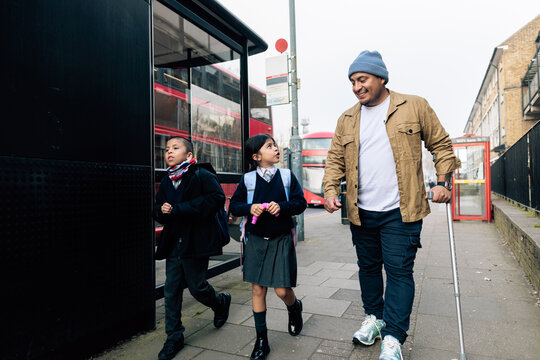 Dad picking up children from London school