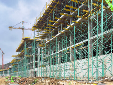Exterior Scaffolding System at Construction Site