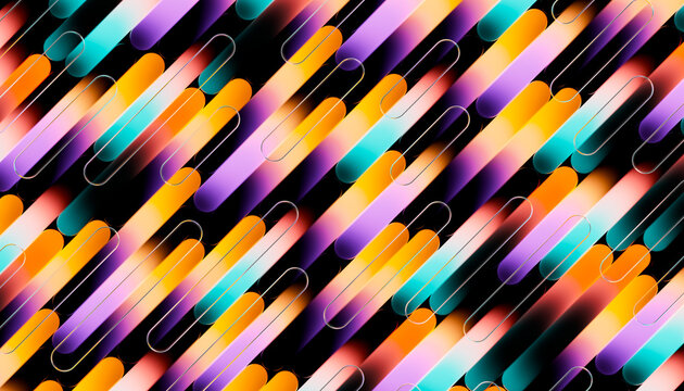Abstract Colorful Diagonal Gradient Bars With Glass Highlights 