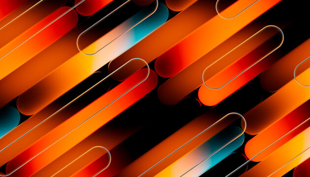 Vibrant Orange Abstract Diagonal Geometric Pattern With Rounded Bars 