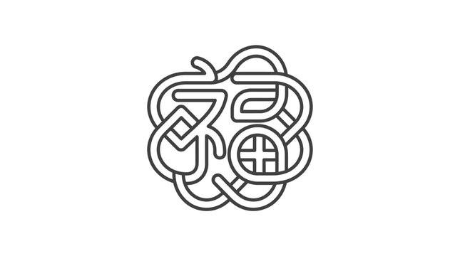 Tangled knot line with centered plus symbol icon.