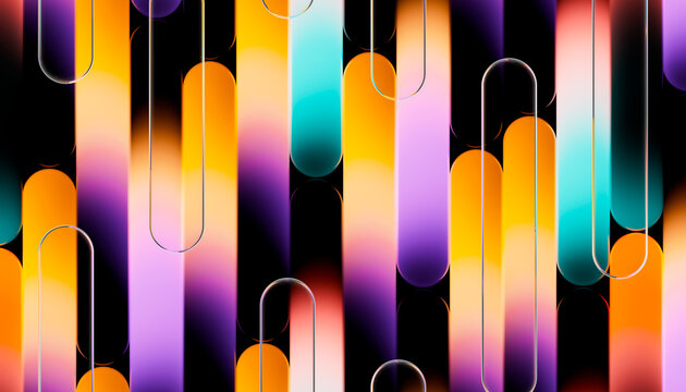 Abstract Colorful Diagonal Gradient Bars With Glass Highlights 