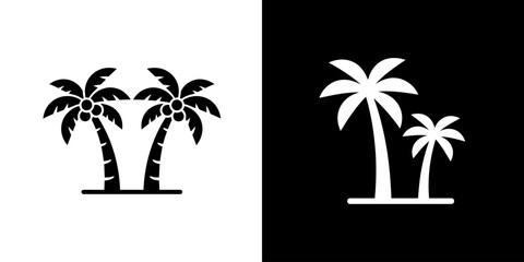Palm Trees Icons Tropical Beach and Vacation Symbols © matahari