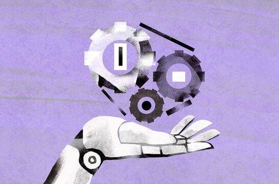 Robot Hand Holding Gears &ndash; Automation Technology Concept