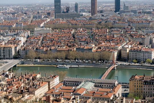 View of Lyon on a sunny day in the spring 