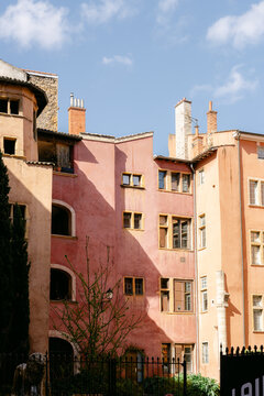 colorful buildings in vieux Lyon France