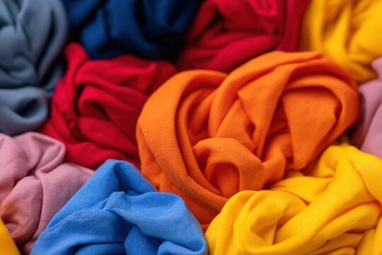 Colorful fabric textile clothing recycle technology sustainability cloth background