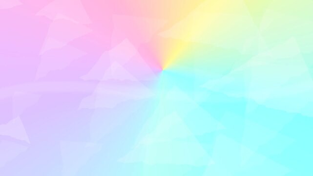 Pastel rainbow background with rotating geometric triangle shapes