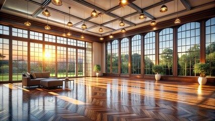 Naklejka premium A large room with a lot of lights and a lot of space