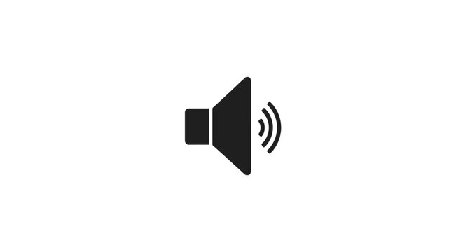 Black speaker icon with sound waves.