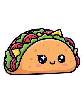 Playful Taco Character Cartoon Style Mexican Cuisine Food Mascot Vector
