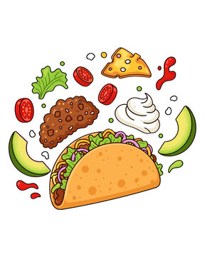 Taco Mascot Collection Vector Illustration Cute Food Character Clip Art