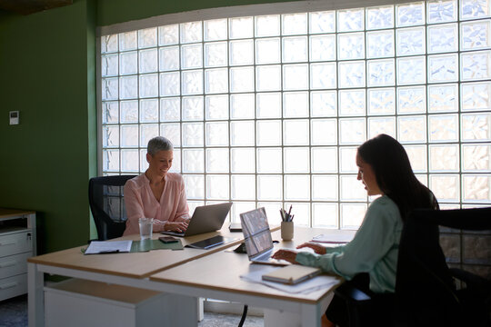 Women work at the office