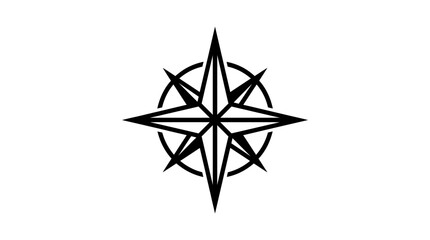 Fototapeta premium Minimalist Compass Rose Icon Vector Illustration