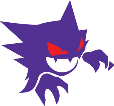 A stylized purple creature with sharp claws and a menacing red-eyed grin, reminiscent of a popular fictional monster