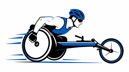 Wheelchair athlete racing with speed lines, vector illustration © rexus