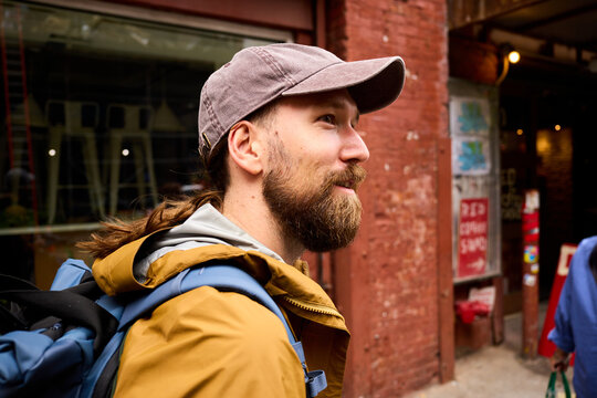 Casual man on the street in Brooklyn