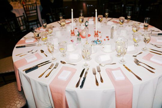 lo-fi flash capture of table setting at wedding