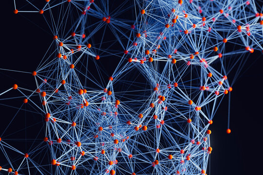 Closeup Digital Network Nodes and Connections