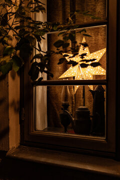Christmas star in window