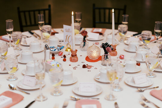 lo-fi flash capture of table setting at wedding