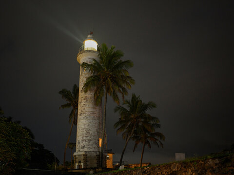Galle Fort Lighthouse Shines Bright at Night