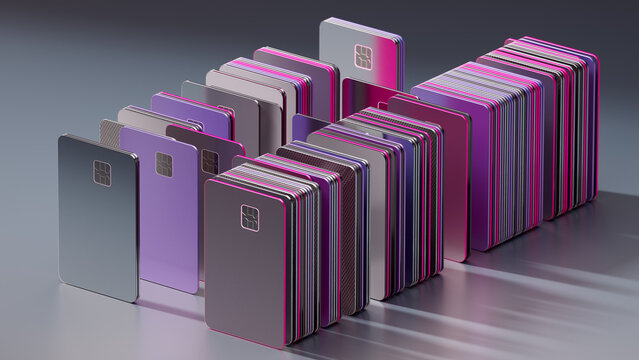 Modern Credit Cards and Digital Banking Fintech Payment Concept