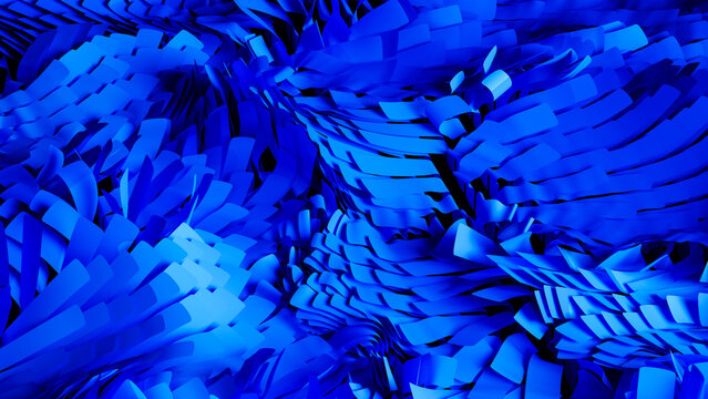 Blue background with wavy stripes for technology design use