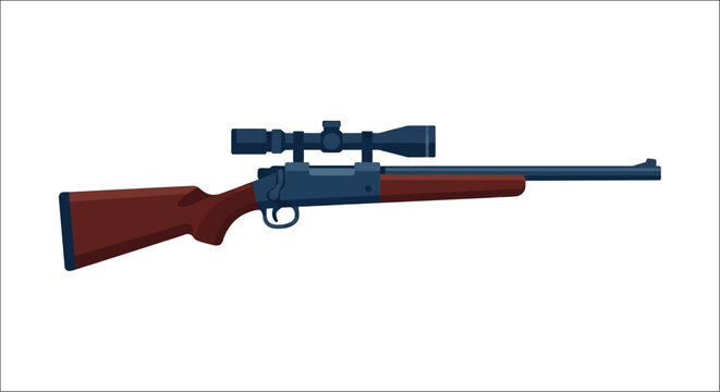 rifle with scope flat illustration gun weapon ammunition firearm hunting