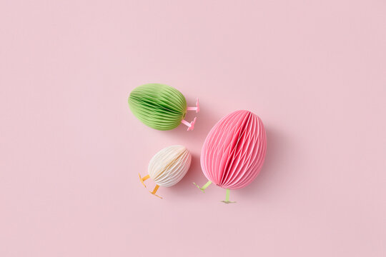 Paper spring craft funny easter egg trio