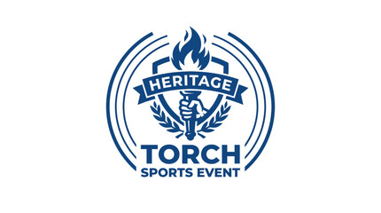 Vector logo for heritage torch sports event with laurel wreath © motherpixel