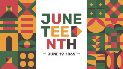 Fototapeta premium Modern Geometric Juneteenth Freedom Day Vector Banner