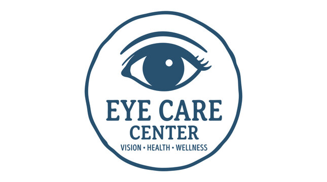 Eye care center logo with stylized eye and text for vision health services