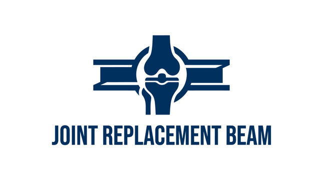Vector logo for joint replacement beam with knee icon and text