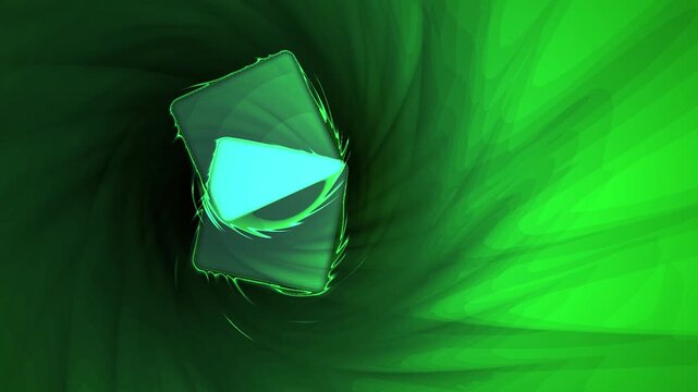 Abstract green cube shape with swirling patterns perfect for background use
