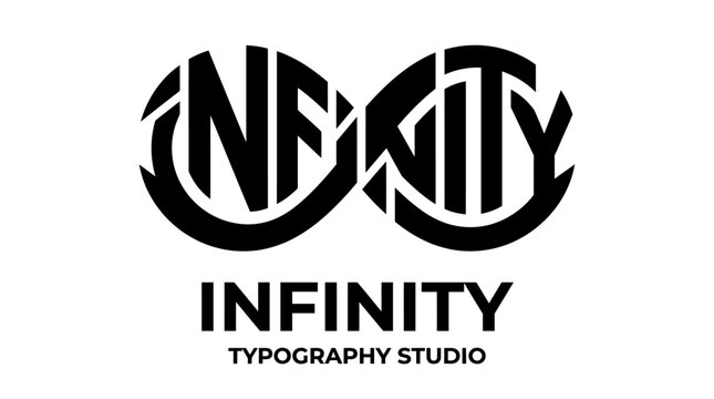 Infinity logo with typography studio text, modern graphic element