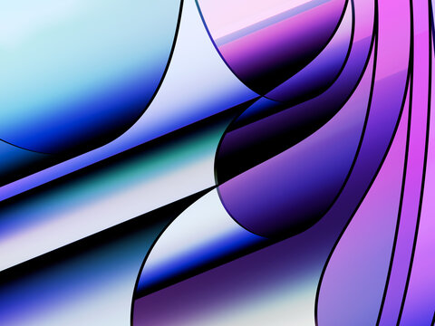 Colorful Abstract Shapes With Curves and Lines in a Digital Design