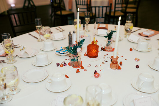 lo-fi flash capture of table setting at wedding