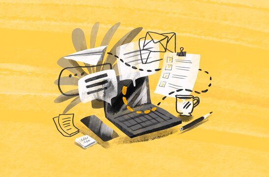 Workspace with Laptop, Coffee and Tasks &ndash; Productivity Concept