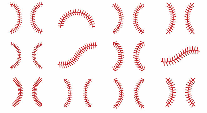 Baseball Stitching Patterns Collection Various Curves and Lines.