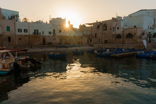 Serene port in Italy in summer at sunset 