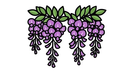 Fototapeta premium Vintage purple floral wreath illustration set.