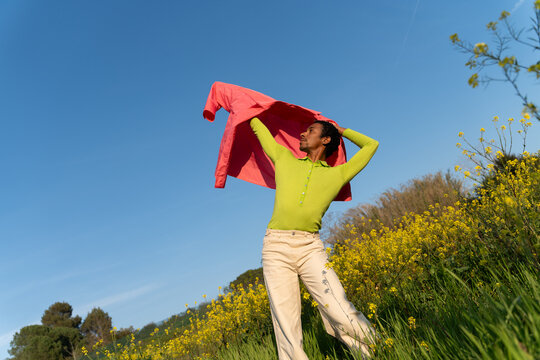 Dancer in field nature