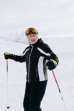 Senior Man Skiing