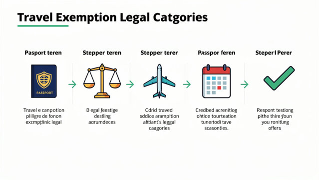 Travel exemption legal categories infographic with icons and checklist for travelers