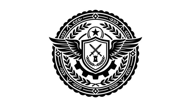 Black and white crest emblem logo.