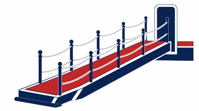 Red carpet event entrance with stanchions and ropes, graphic illustration