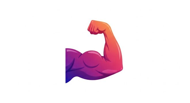 Flexing arm muscle with colorful orange and purple gradient