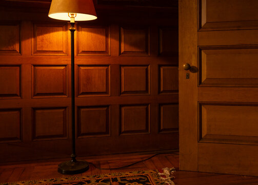 Single Lamp light on wood wall door